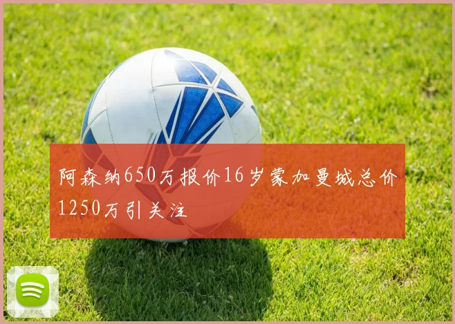 阿森纳650万报价16岁蒙加曼城总价1250万引关注